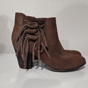 Fergalicious Brown Ankle Booties with Tassel Detail
